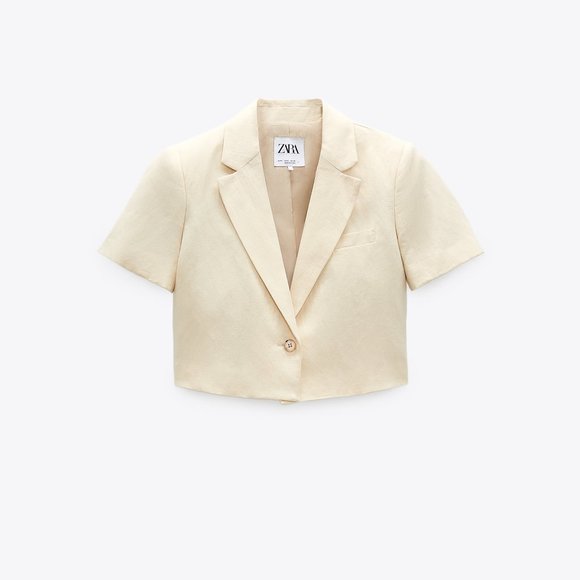 ZARA | Linen Blend Crop Blazer - Picture 8 of 11